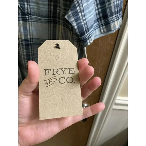 Frye And Co Men's XXL Short Sleeve Button Up  Blue Plaid Shirt New With Tags NWT - Picture 5 of 8